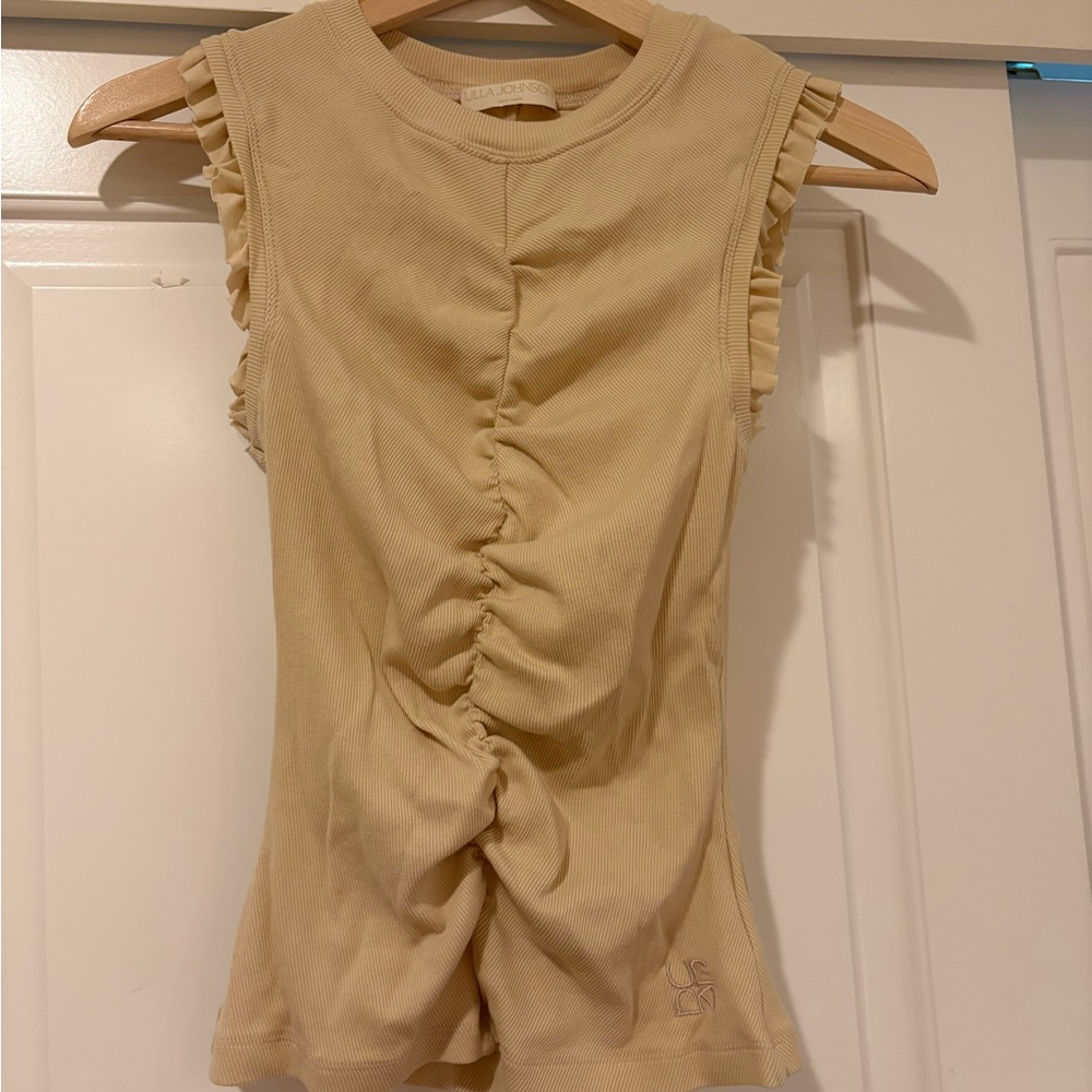 Ulla Johnson Cream Ruched Tank Top